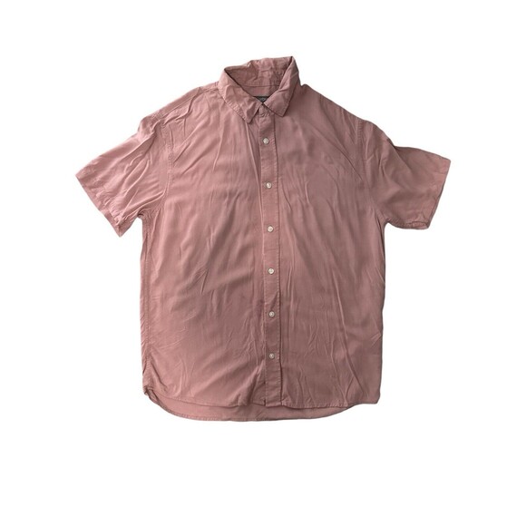 Slate & Slone Pink Men's Short Sleeve Button-Down Collar Slim Fit Shirt Medium - Picture 1 of 6